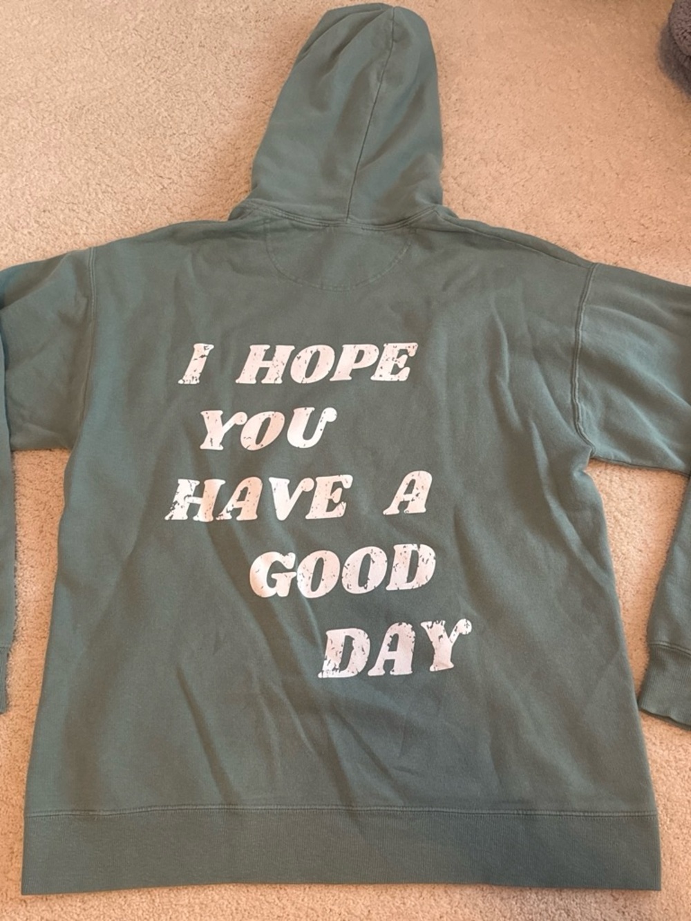 I HOPE YOU HAVE A GOOD DAY Sage green hoodie size M